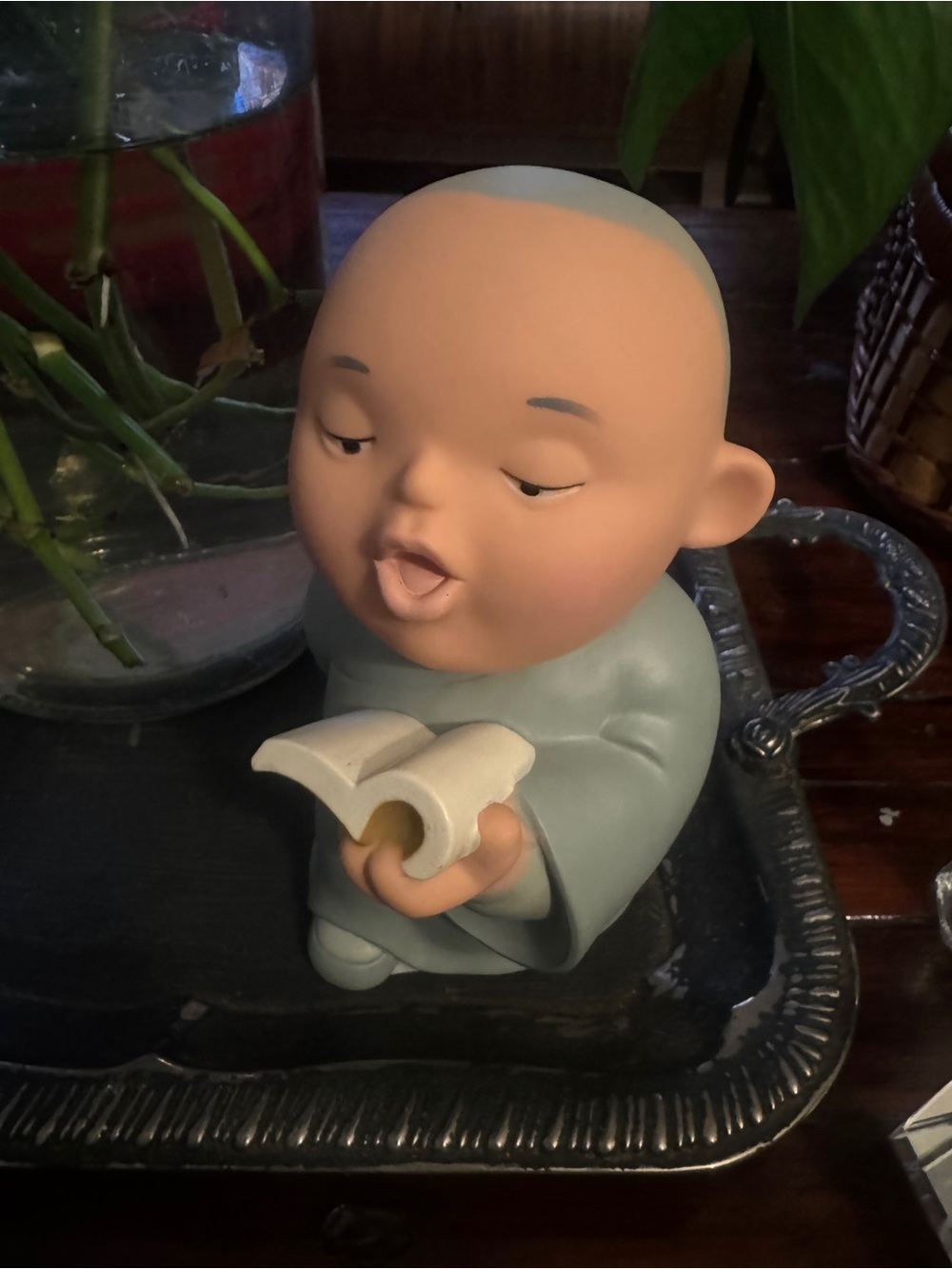 Plastic Singing Monk Figurine Piggy Bank